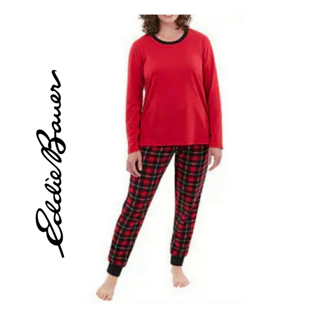 NWT Eddie Bauer Red and Black Plaid Pajama Set